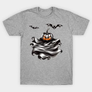 Halloween pumpkin ghost with bats T-Shirt